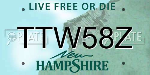 TTW58Z New Hampshire License Plate