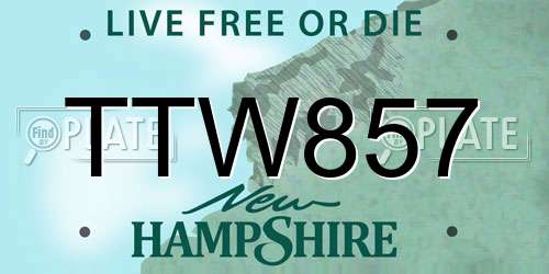 TTW857 New Hampshire License Plate