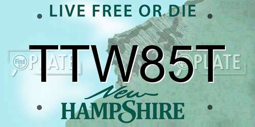 TTW85T New Hampshire License Plate