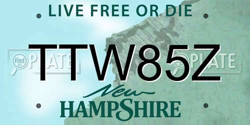 TTW85Z New Hampshire License Plate