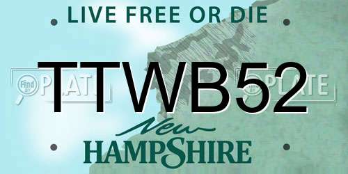 TTWB52 New Hampshire License Plate