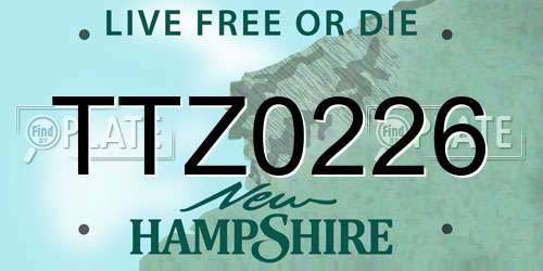 TTZ0226 New Hampshire License Plate