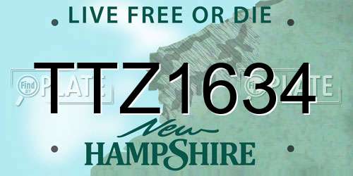 TTZ1634 New Hampshire License Plate
