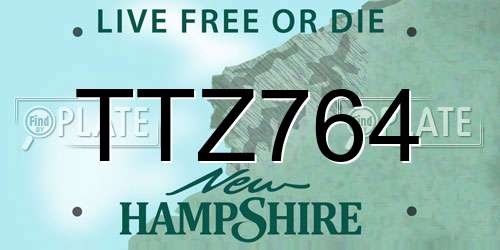 TTZ764 New Hampshire License Plate
