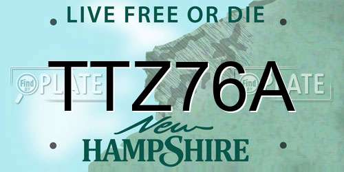 TTZ76A New Hampshire License Plate
