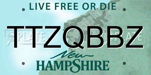 TTZQBBZ New Hampshire License Plate