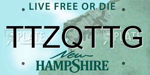 TTZQTTG New Hampshire License Plate