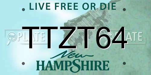 TTZT64 New Hampshire License Plate