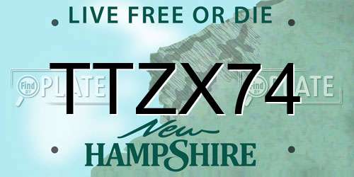 TTZX74 New Hampshire License Plate