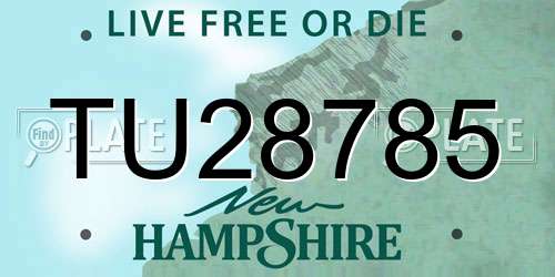 TU28785 New Hampshire License Plate