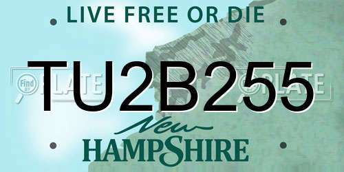 TU2B255 New Hampshire License Plate