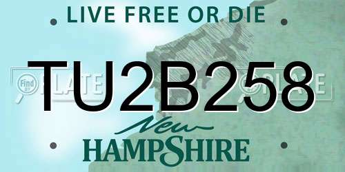 TU2B258 New Hampshire License Plate