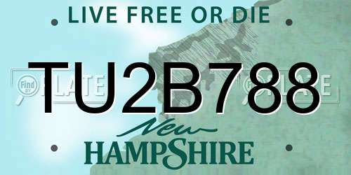 TU2B788 New Hampshire License Plate