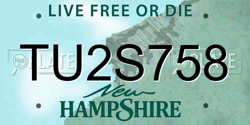 TU2S758 New Hampshire License Plate