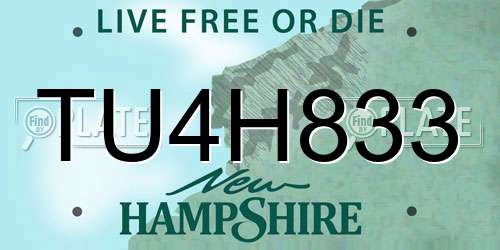 TU4H833 New Hampshire License Plate