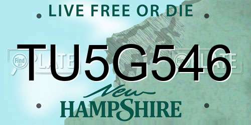 TU5G546 New Hampshire License Plate