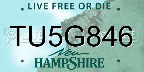TU5G846 New Hampshire License Plate