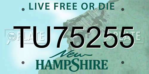 TU75255 New Hampshire License Plate