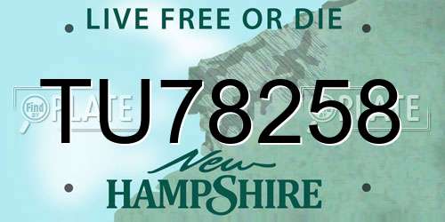 TU78258 New Hampshire License Plate