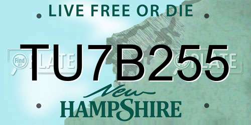 TU7B255 New Hampshire License Plate