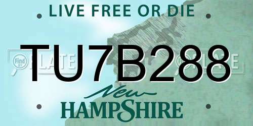 TU7B288 New Hampshire License Plate