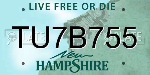 TU7B755 New Hampshire License Plate