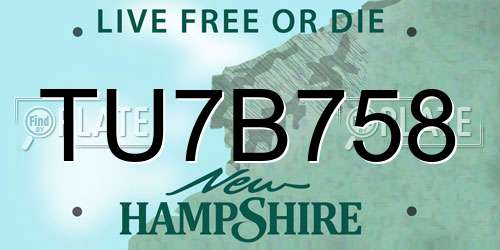 TU7B758 New Hampshire License Plate