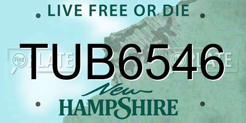 TUB6546 New Hampshire License Plate