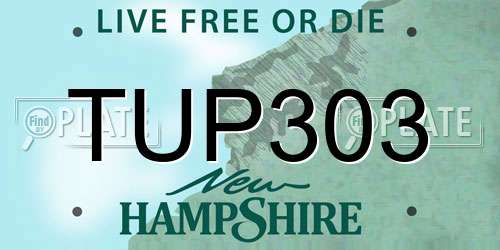 TUP303 New Hampshire License Plate