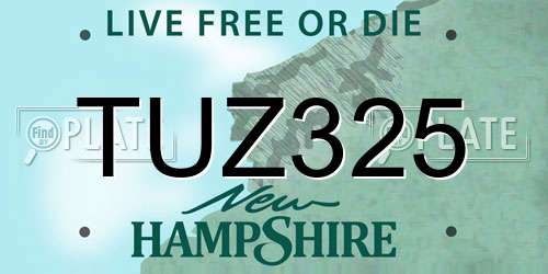 TUZ325 New Hampshire License Plate