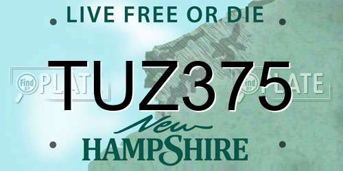 TUZ375 New Hampshire License Plate