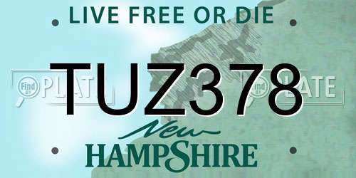 TUZ378 New Hampshire License Plate