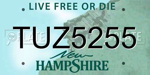TUZ5255 New Hampshire License Plate