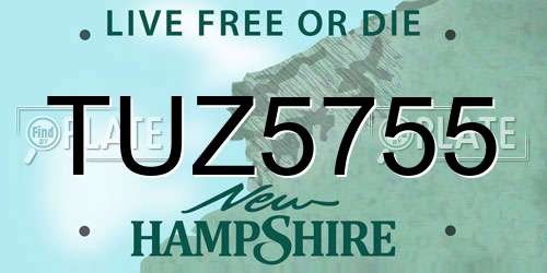 TUZ5755 New Hampshire License Plate
