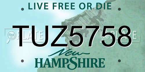 TUZ5758 New Hampshire License Plate
