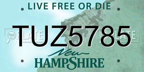 TUZ5785 New Hampshire License Plate