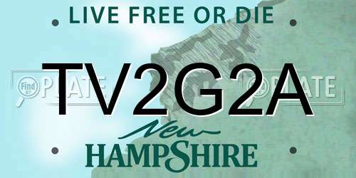 TV2G2A New Hampshire License Plate