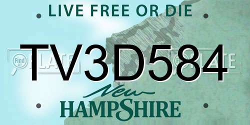 TV3D584 New Hampshire License Plate