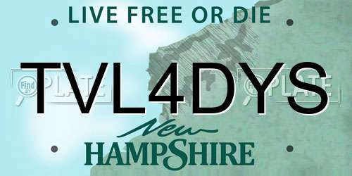 TVL4DYS New Hampshire License Plate