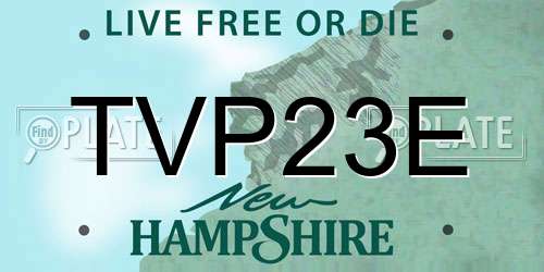 TVP23E New Hampshire License Plate