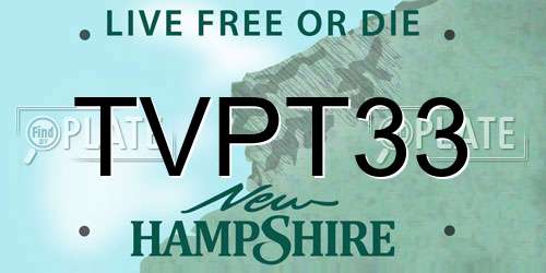 TVPT33 New Hampshire License Plate
