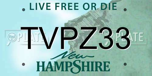 TVPZ33 New Hampshire License Plate