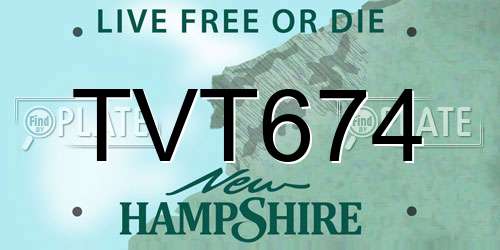 TVT674 New Hampshire License Plate