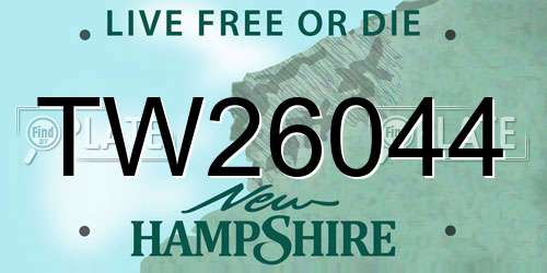 TW26044 New Hampshire License Plate