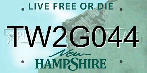 TW2G044 New Hampshire License Plate