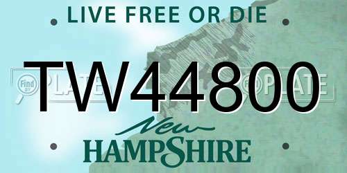 TW44800 New Hampshire License Plate
