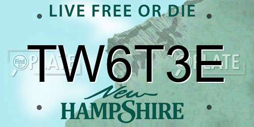 TW6T3E New Hampshire License Plate