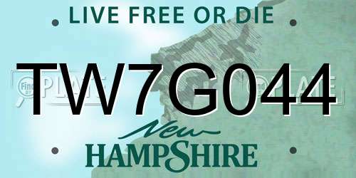 TW7G044 New Hampshire License Plate