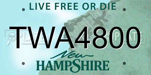TWA4800 New Hampshire License Plate