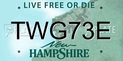 TWG73E New Hampshire License Plate